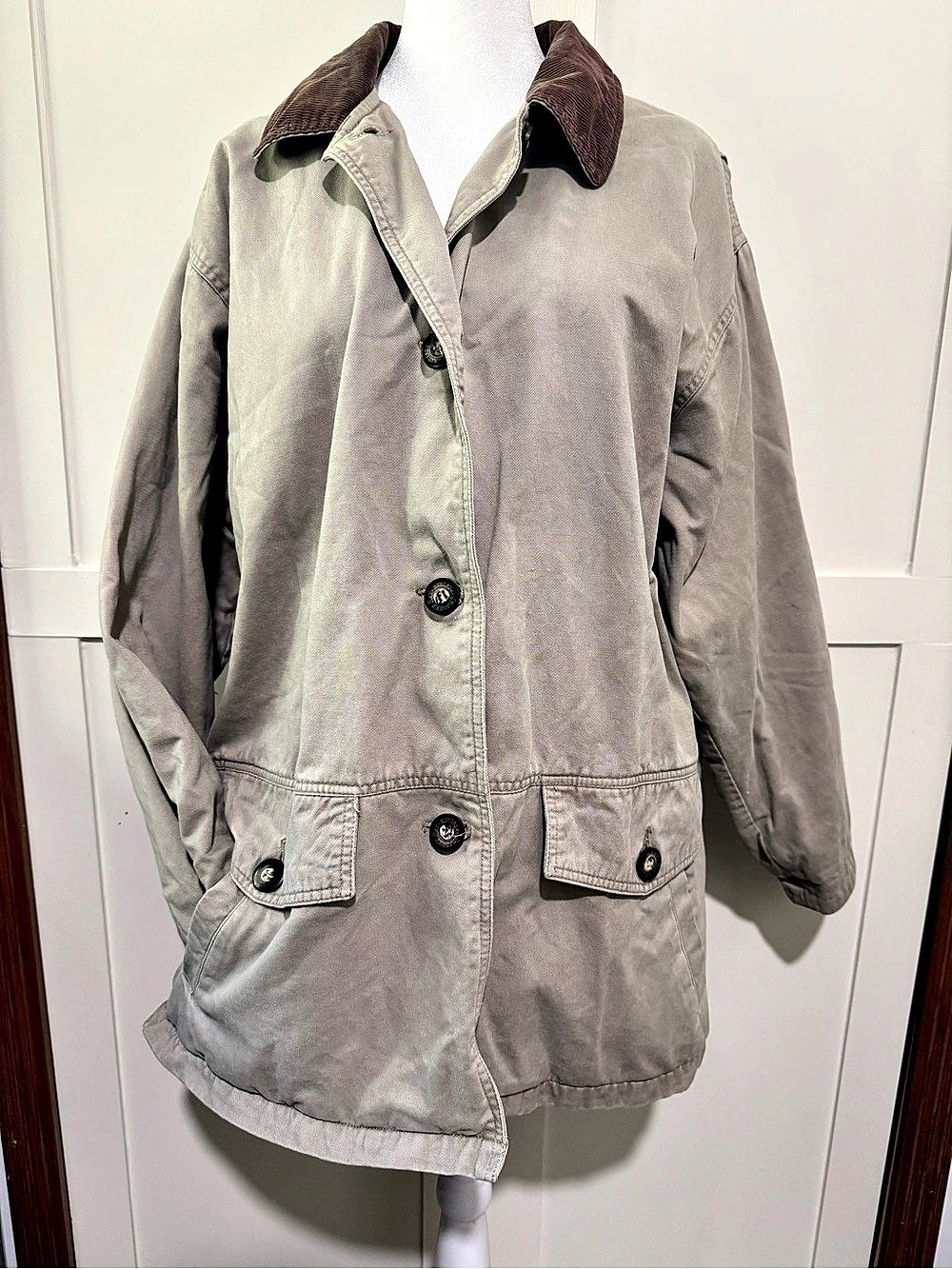 St. John's Bay Vintage Canvas Barn Jacket with Plaid Flannel Lining Plaid Lined